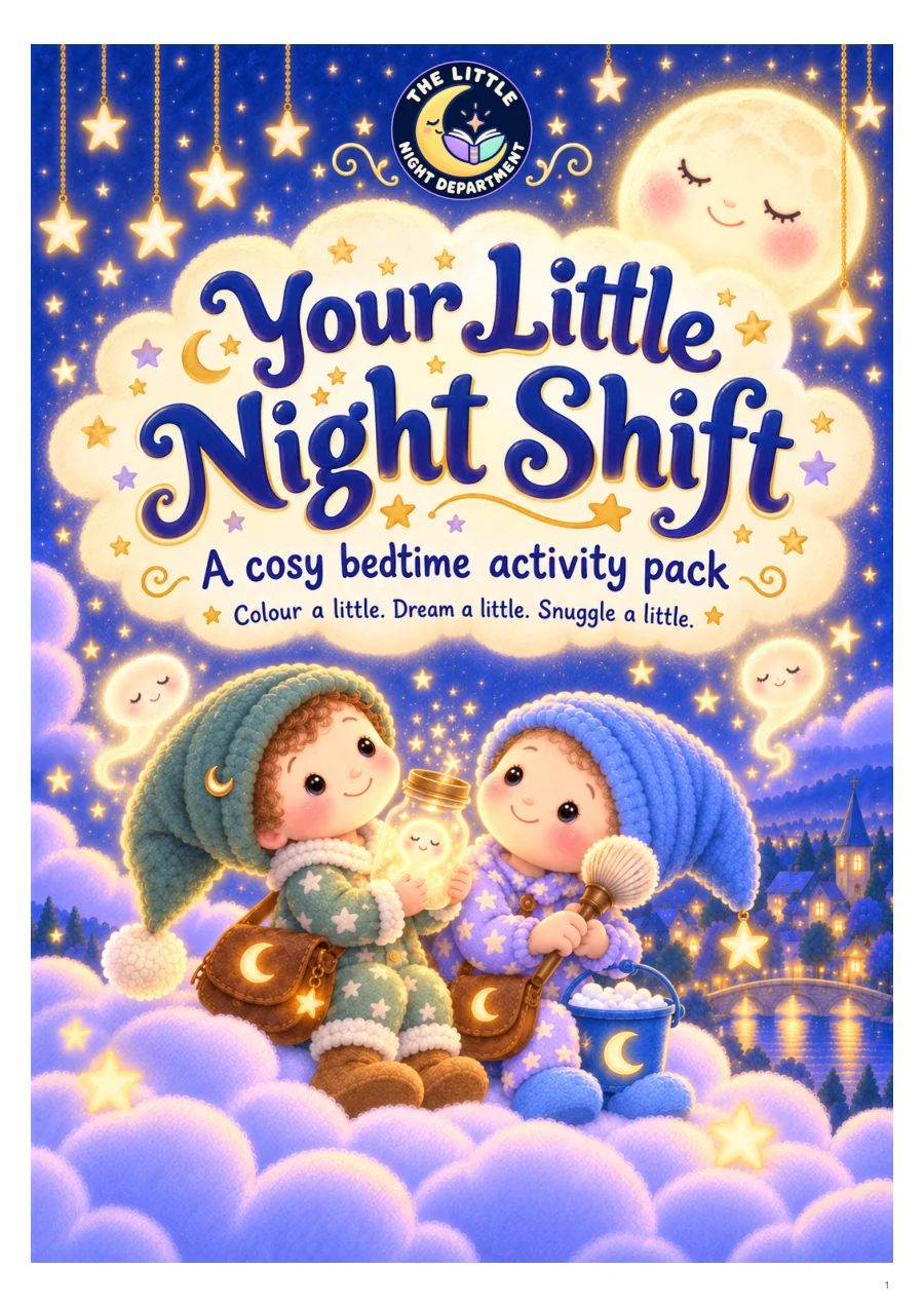 Your Little Night Shift cover: two little night workers together beneath a sleepy moon