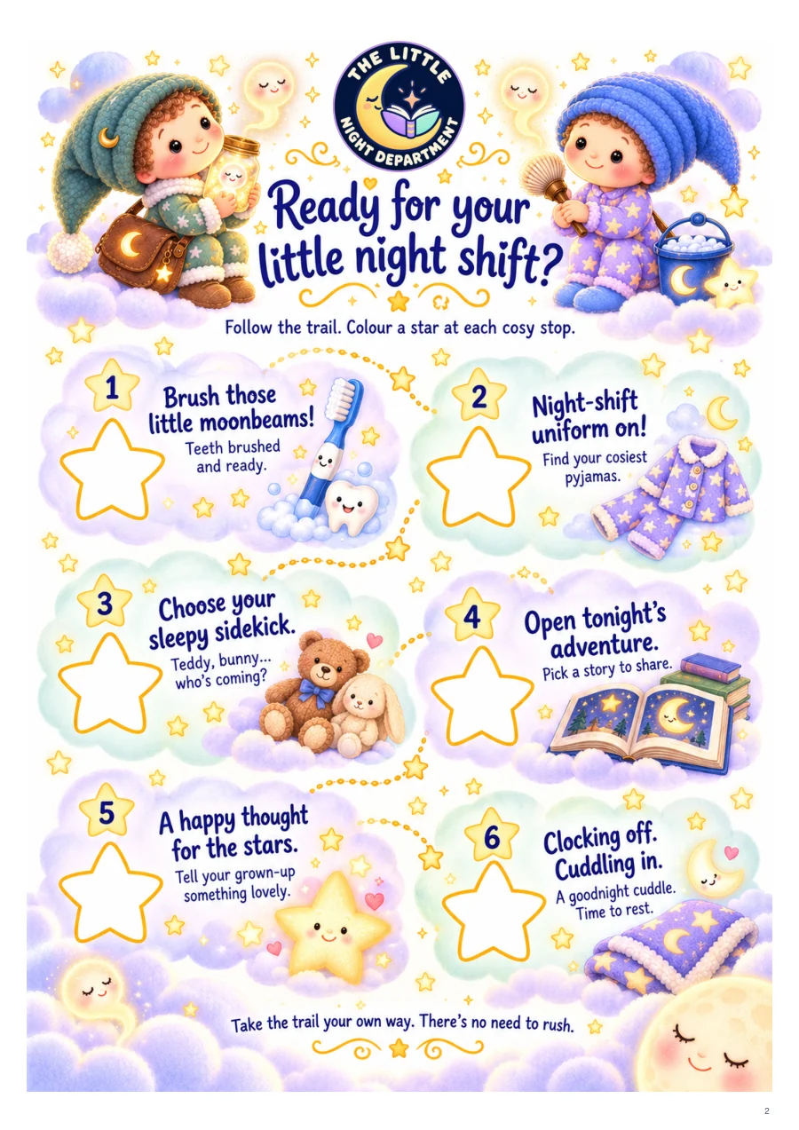 A six-stop bedtime trail with stars to colour along the way